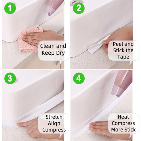 White 1.5"*10.5'*2 Packs Caulk Tape Self Adhesive Caulking Tape Caulk Strips for Bathroom Waterproof,Caulk Strip for Kitchen Stove Sinks Corners T...