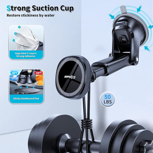 APPS2Car for MagSafe Car Mount, Magnetic Phone Holder for Car Dashboard Windshield iPhone Car Mount Holder Compatible with iPhone 15 14 13 12 Pro ...