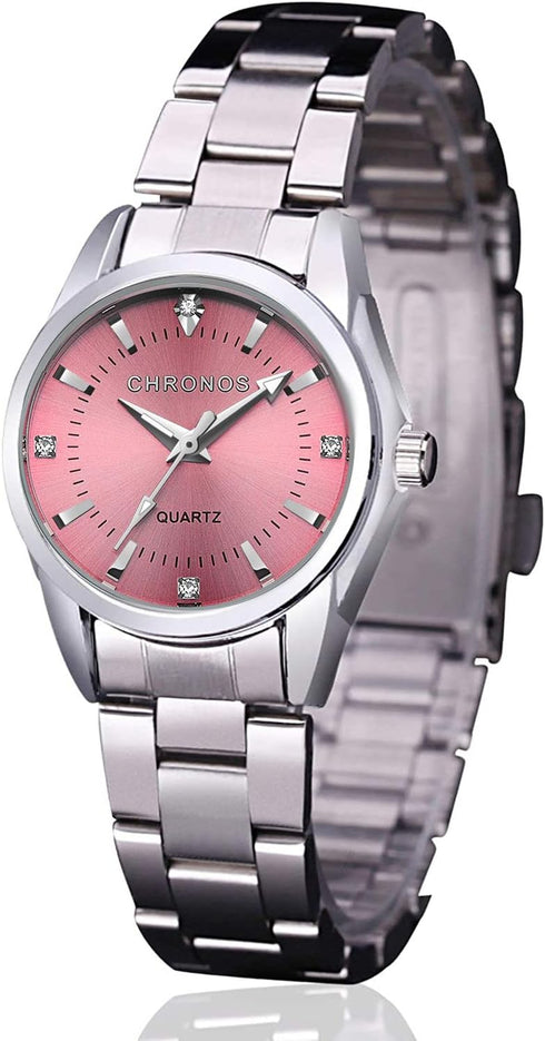 cofuo Women Lady Dress Analog Quartz Watch with Stainless Steel Band, Casual Fashion Waterproof Watches Roman Numeral Diamond Rhinestone Luminous ...