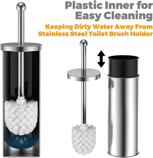 JIGA Toilet Brush and Holder, Stainless Steel Toilet Bowl Brush, Bathroom Toilet Bowl Scrubber Brush with Stiff Bristles...