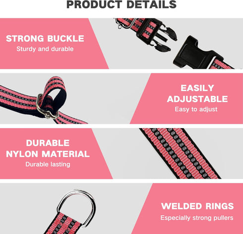 Martingale Dog Collars Reflective Nylon Dog Collar with Quick Release Buckle Adjustable Training No Slip Dog Collar (Large, Cherry Pink)...