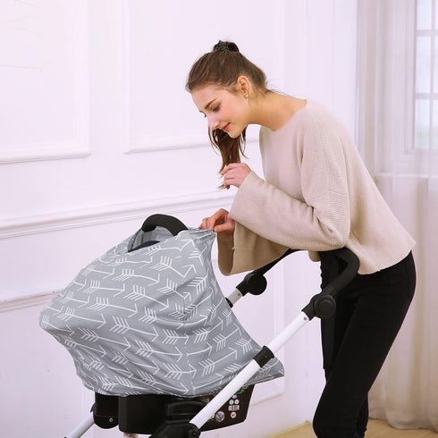 Car Seat Canopy Breastfeeding Cover - Multi Use Baby Stroller and Carseat Cover, Breastfeeding Covers, Boys and Girls Shower Gifts (Classical Arro...