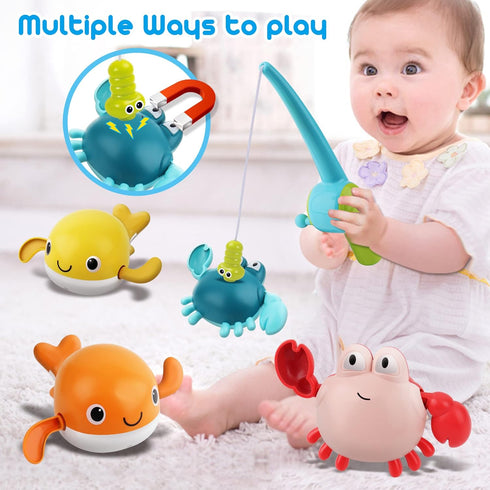 Dwi Dowellin Bath Toy for Toddlers ,Bathtub Toy with Floating Mold Free Swimming Toys and Stacking Cups,Magnetic Fishing Game for Toddles and Babi...