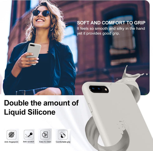 Vooii Compatible with iPhone 8 Plus Case, iPhone 7 Plus Case, Soft Silicone Gel Rubber Bumper, Microfiber Lining Hard Shell Shockproof Full Body P...