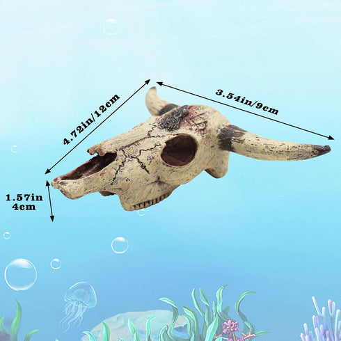 Bearded Dragon Tank Decor Accessories, Resin Cattle Skull Reptiles Hideouts Decorations, Decor Statue for Fish Aquarium Cave Landscape...