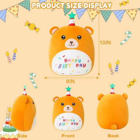 SQEQE Bear Plushie Birthday Bear Stuffed Animal Creative Bear Plush Pillow Birthday Party Home Room Decoration Doll Gift for Kids(Bear,10 Inch)...