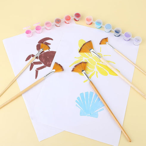5 Pcs Fan Paint Brushes, Oil Acrylic Paint Brushes, Fan Brush for Painting, Nylon Hair Watercolor Fan Brushes, Paint Brushes for Acrylic Painting,...