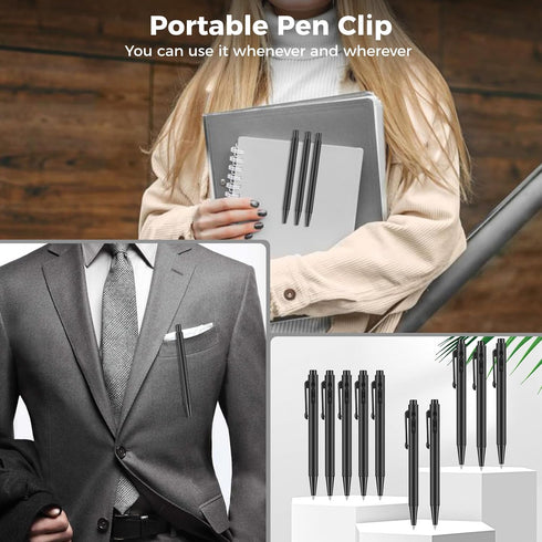 100 Pcs 4'' Mini Pen Bulk, Small Retractable Ballpoint Pens, 0.7 mm Fine Point Pens with Clip, Tiny Ink Black Pens, Smooth Writing Rollerball Pens...