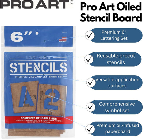 PRO ART Oiled Stencil Board Lettering, 6-inch Set, Natural...