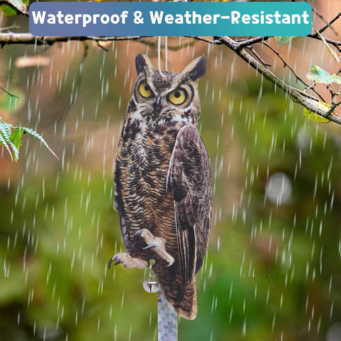 Owl to Keep Birds Away, 4Pack Bird Scarers Fake Owl Bird Reflective Devices to Keep Birds Away from Window Garden Farm...