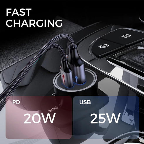 YingCheng USB C Car Charger, 45W Quick Charge 3.0 Car Adapter with One 20W PD Port and One 25W Fast Charge Port......