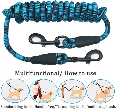 MayPaw 8FT/10FT Dog Tie Out/Check Cord, Heavy Duty Nylon Rope Training Leash, 3/8-Inch Dog Tether for Strong Small Medium Large Dogs Indoor/Outdoo...