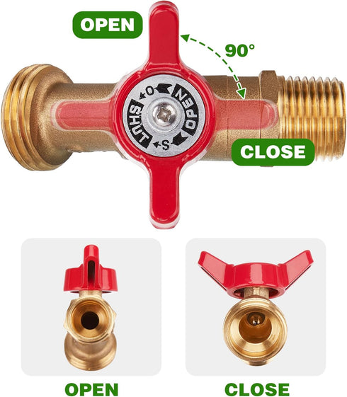 WADEO IBC Tote Adapter, 2.44" Fine Thread Adapter for 275-330 Gallon IBC Tote Tank - Solid Brass Water Shut-Off Valve Faucet (1/2" Male NPT Inlet ...
