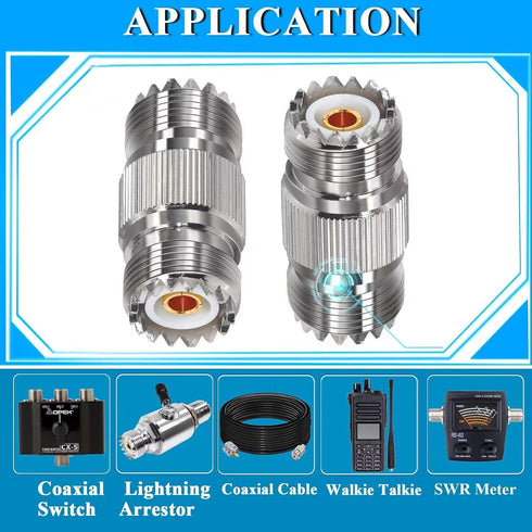 2PCS PL259 UHF Coax Adapter Cable Gender Changers, SO239 Coax Connector Female to Female Coaxial Adapter for CB Radio, Antenna...