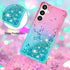 for Samsung Galaxy S24 Case with Screen Protector,Luxury Glitter Bling Liquid Floating Cute Women Girls Shockproof Slim Silicone Soft TPU Shockpro...
