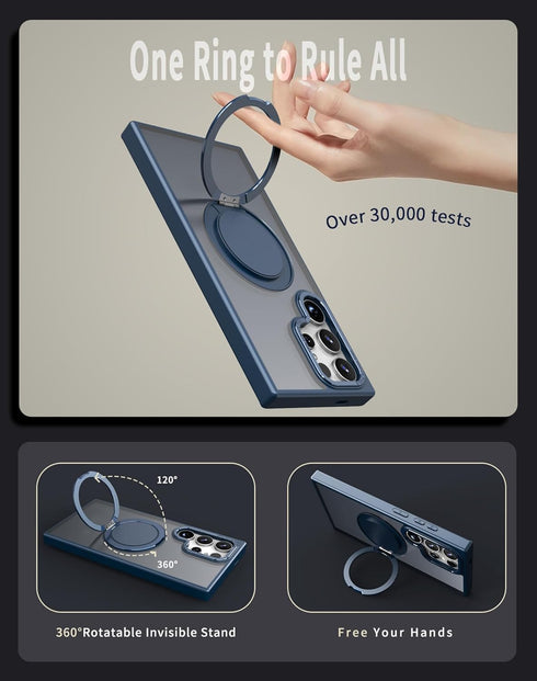 360° Rotation Magnetic Stand for Samsung Galaxy S22 Ultra/S23 Ultra Case with 2 Screen Protectors, Compatible with Magsafe, Military-Grade Drop Pr...