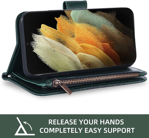 Asuwish Phone Case for Samsung Galaxy S21 Ultra 5G Wallet Cover with Tempered Glass Screen Protector and Flower Leather Flip Credit Card Holder Ce...