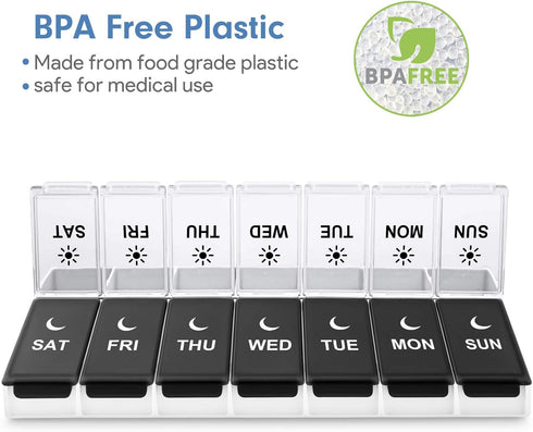 DANYING Large Pill Organizer 2 Times a Day, Weekly Box Per AM PM Case, Day Night Container 7 Vitamin Case Twice...