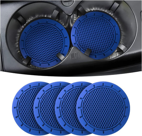 4 Pack Car Cup Holder Coaster, 2.75 Inch Diameter Non-Slip Universal Insert Coaster, Durable, Suitable for Most Car Interior, Car Accessory for Wo...