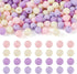 190Pcs 8mm Frosted Acrylic Round Beads Lilac Small Lanyard Beads Cute Kandi Beads Pastel Pony Beads for Crafts DIY Friendship Bracelet Jewelry Mak...