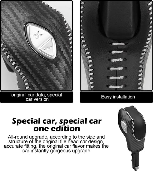 1 PC Auto Gear Shift Knob Cover, Shifter Knob Trim, Leather Handbrake Cover, Car Interior Accessories, Compatible with Ford (Black & White)...