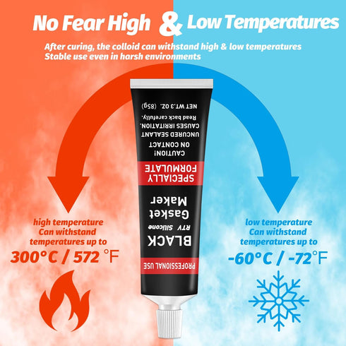 RTV Silicone Gasket Maker, High Temp Silicone Resist Oil, Anti-Freeze RTV Silicone Sealant for Engines, Gearboxes, Pumps, Superchargers (Transpare...