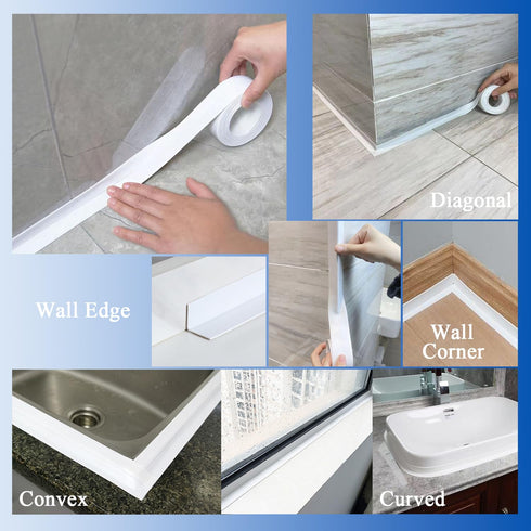 2PC White Caulk Tape for Bath and Kitchen, Peel and Stick Caulk Strips for Bathroom Waterproof, Toilet Caulk Strips Self Adhesive Toilet Tape for ...