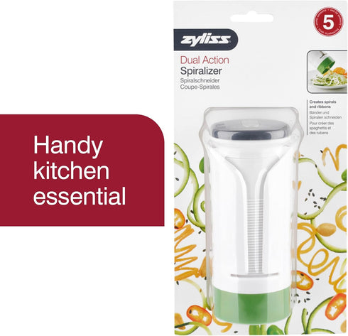 Zyliss Spiralizer - Vegetable Spiralizer & Slicer - Kitchen Tool & Gadget for Cooking - Manual Vegetable Slicer - Dishwasher Safe - White/Green...