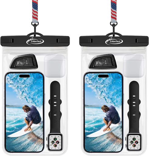 AiRunTech Large Universal Waterproof Case, Waterproof Phone Pouch Compatible with iPhone 14 Pro Max/13/12/11/XR/X/SE//8/7, Galaxy S22/S21, Note 20...