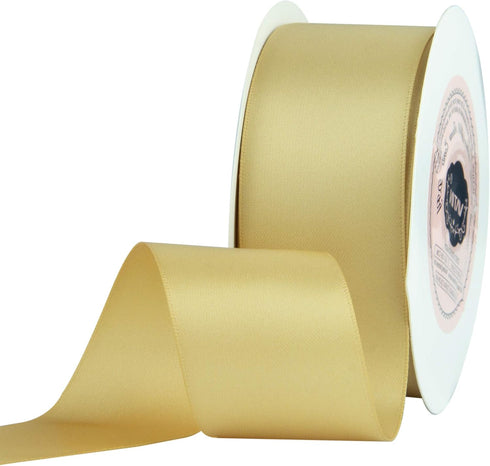 VATIN Double Face New Gold Satin Ribbon 1-1/2" Continuous 25 Yards,Gold Polyester Fabric Ribbon use for Bows Bouquet, Gift Wrapping, Floral Arrang...