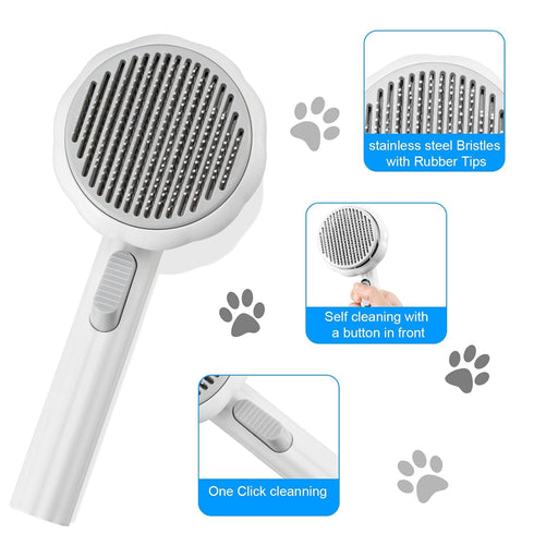 Pet Grooming Brush,Cat Brush for Shedding,Self Cleaning Slicker Brush for Short and Long Haired Dogs Cats Rabbits,Dog Brush Gently Removes Loose U...
