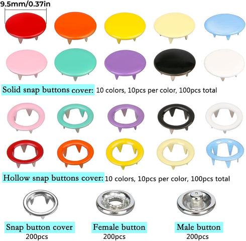 K Kwokker Snaps Buttons for Sewing with Snap Pliers 9.5mm ???? ???????????? Metal Snaps for Clothes, Children's Bodysuit, Romper, Bib Crafting, Sn...