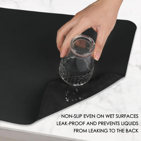 QPIX DIGITAL Coffee Mat for Countertop - 19"x12" Mat for Coffee Maker, Super Absorbent Dish Drying Mat, Quick Dry Bar Mat - Black Countertop Mats ...