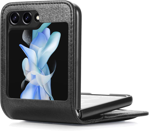 Cases for Galaxy Z Flip 6 Wallet Case, Business Style Premium PU Leather Galaxy Z Flip 6 Card Holders Slim Fit for Women Men Protective Phone Case...