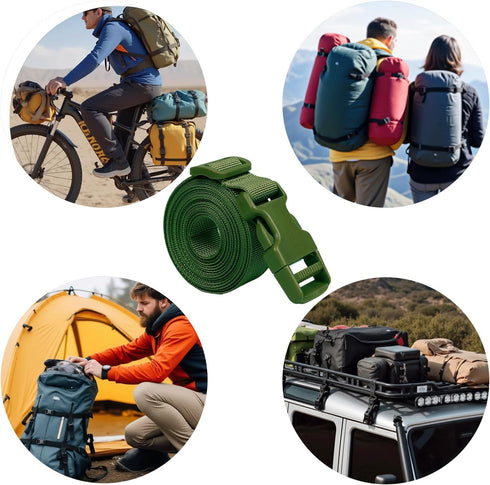 XTACER 1 Inch Molle Backpack Accessory Strap Luggage Straps Cover Strap Sleeping Bag Strap with Buckle (Green, 60)...