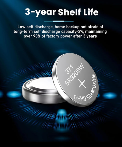 371 SR920SW Battery AG6 370 371 V371 1.55V Silver Oxide Batteries Replacement for Watch Button Coin Battery 20 Pack...