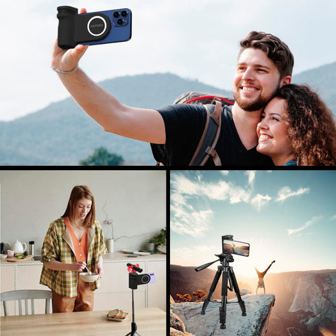 Magnetic Camera Bracket Smartphone Camera Shutter CapGrip Selfie Handle Grip Tripod Mount w 1/4" Cold Shoe Detachable Bluetooth Wireless Remote Co...