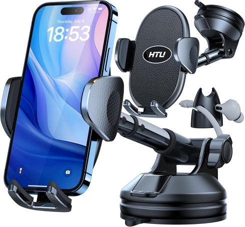 ?Military-Grade Stable Suction? Cell Phone Holder for Car,?Flexible Telescopic Arm? 360° Rotatable Stand Dashboard Windshield Cellphone Mount for ...
