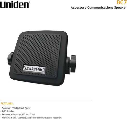 Uniden (BC7) Bearcat 7-Watt External Communications Speaker. Durable Rugged Design, Perfect for Amplifying Uniden Scanners, CB Radios, and Other C...