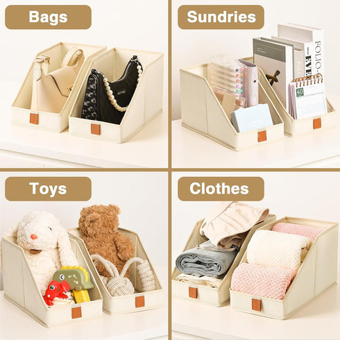 DIMJ Closet Organizers for Purses and Handbags Storage, Small Storage Bins Foldable, Small Basket for Shelves, Wardrobe, Bedroom - Closet Shelf Or...