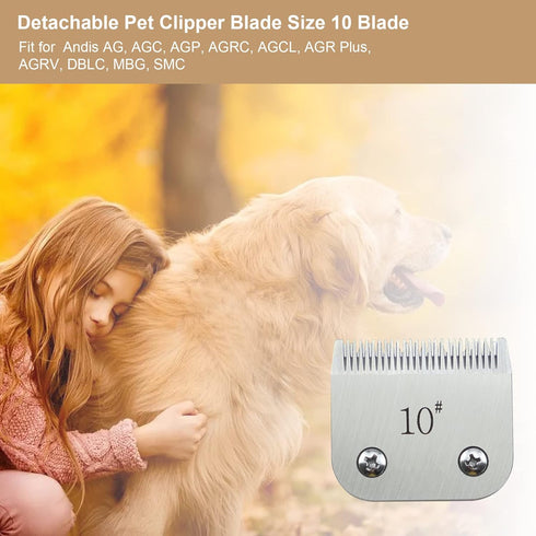 10 Blade Dog Grooming Clipper Replacement Blades Fit for Andis AG AGC AGP AGRC AGCL AGR Plus AGRV DBLC MBG SMC, Fit for Oster A-5 Dog Clippers, Si...