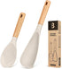 Cooking Spoon and Rice Scooper for Nonstick Cookwares, Great for Cooking and Serving Durable BPA-Free Matte Silicone, Wood Handle Spoon for Mixing...