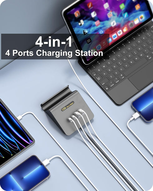 WUKUR Multiple USB Charger Station with USB and USB C Charging Station for Multiple Devices, USB C Charger for iPhone 15/Pro/Pro Max/Samsung Galax...