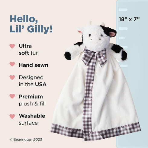 Bearington Lil' Gilly 18 Inch Cow Loveys for Babies - Security Blanket for Babies - Lovies for Babies Security Blanket with Stuffed Animal...