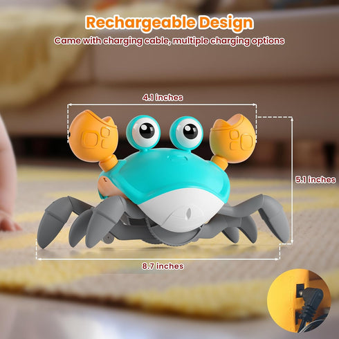 Crawling Crab Baby Toy - Infant Tummy Time Crab 3 4 5 6 7 8 9 10 11 12 Crab Toys for Babies Boy 3-6 6-12 Learning Crawl 9-12 12-18 36 Months Walki...