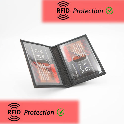 2 ID Leather Bifold License Holder (Black RFID Napa)...
