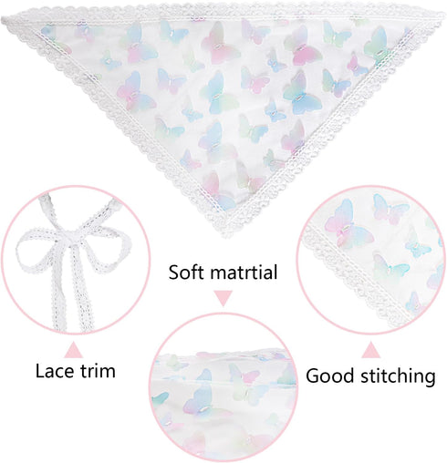 Kerchief Headbands Bandana, 3pcs Hair Bandanas for Women Boho, Butterfly Lace Headscarf Flower Knitted Floral Hair Bandanas for Women, Headwrap fo...
