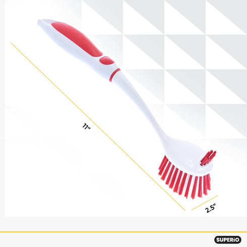 Dish Brush with Handle Vegetable Brush Double Sided Cleaning Brush Scrubber Non Scratch Scrub Brushes Kitchen Brush for Cooking, Foods- Fruits/Pot...