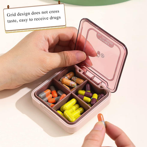 Berglander Travel Pill Organizer Pack of 3, 4 Compartments Medicine Organizer, Waterproof Pill Box, Portable Daily Small Pill Case for Medicines, ...