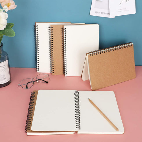 EUSOAR College Blank Spiral Notebook, A5 6packs 5.5"x8.3" 120 Pages Blank Travel Writing Journal, Memo Notepad Sketchbook, Students Office Busines...